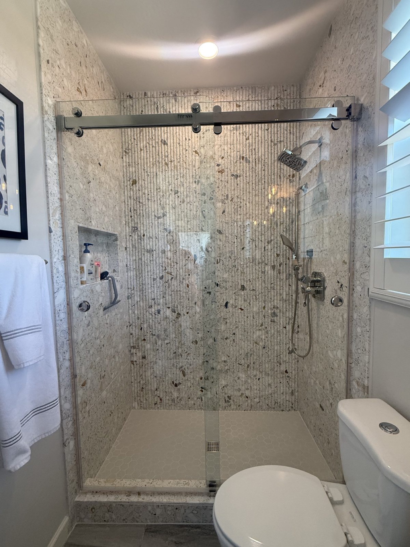 Sliding Barn-Door / Rail-Style Glass Doors by Level Up Tile in Peoria & Scottsdale AZ